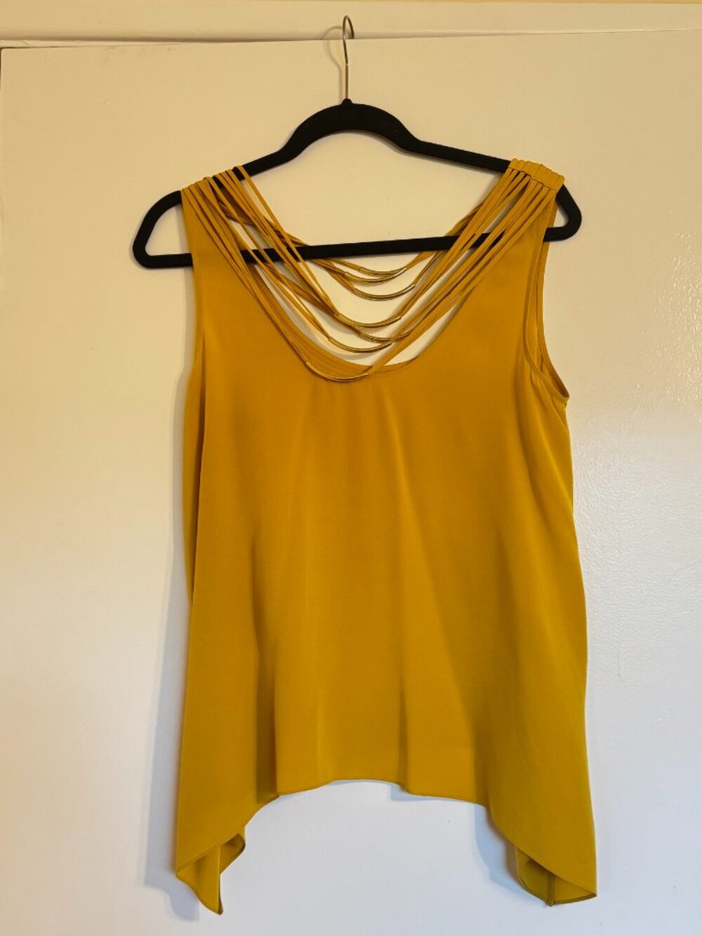 BCBGMaxAzria 100% Silk top in yellow cumin